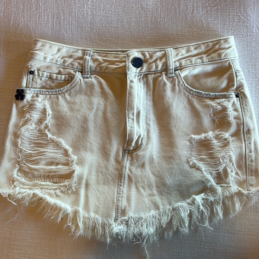 John John light blue washed denim skirt